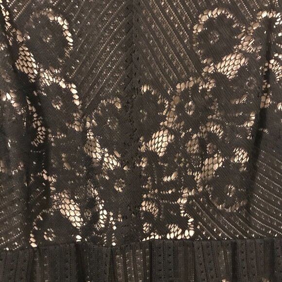 Free People dress women's S black lace brown slip sheer open back romantic event - Picture 7 of 11